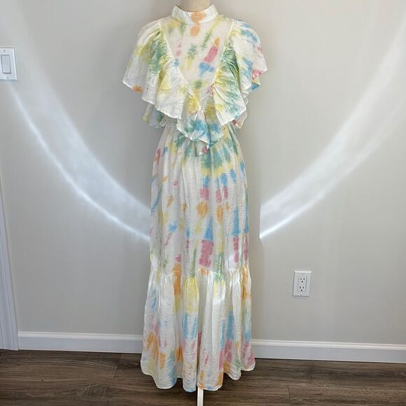 Young Fabulous & Broke Cruz Ruffled Tie Dye Dress Size Medium NWT - Picture 1 of 7
